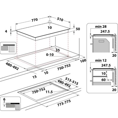 Piano Cottura Induzione 77 cm 4 Zone Hotpoint